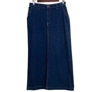 Vintage Denim Skirt Womens 8 Dark Blue Jean Straight Column Maxi Length 90s